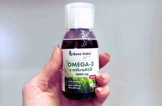 Butelka suplementu diety Bene Vobis omega-3 z mikroalg