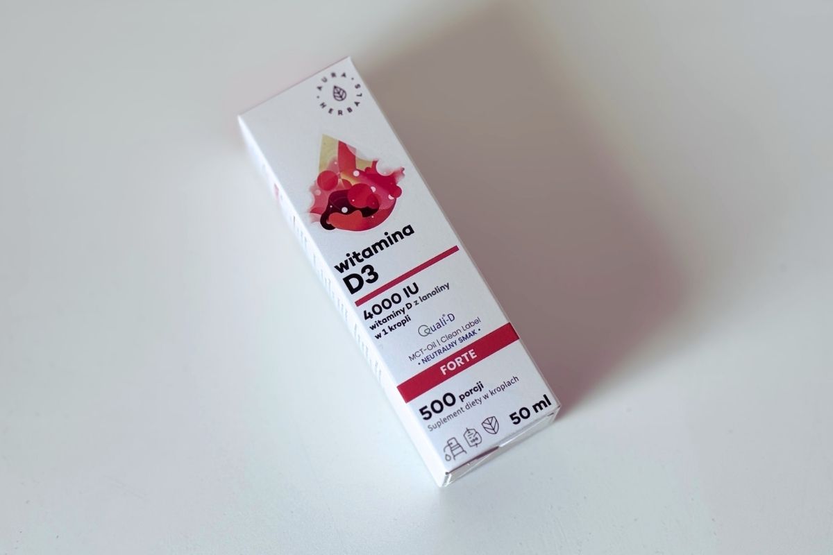 Opakowanie suplementu diety Aura Herbals Witamina D3 4000 IU MCT
