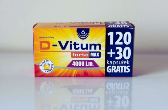 Opakowanie suplementu diety D-Vitum Forte MAX 4000 IU