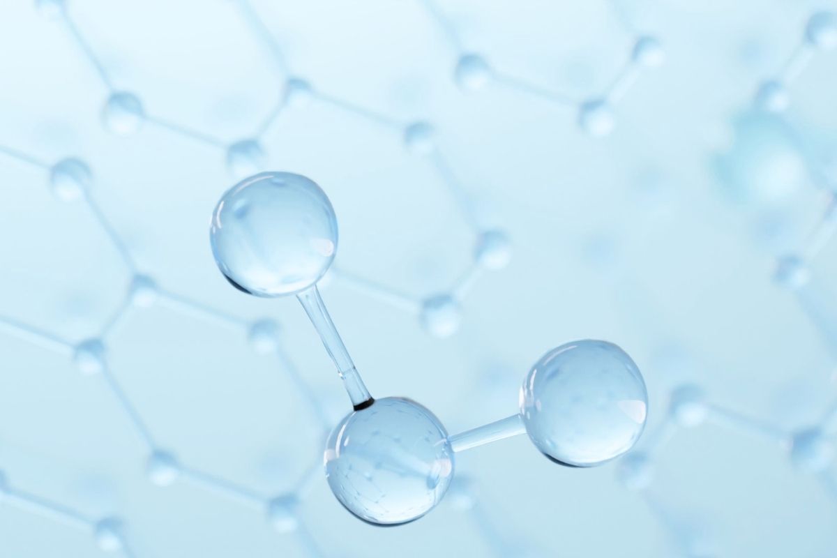 ilustracja przedstawia cząsteczkę kolagenu 3D